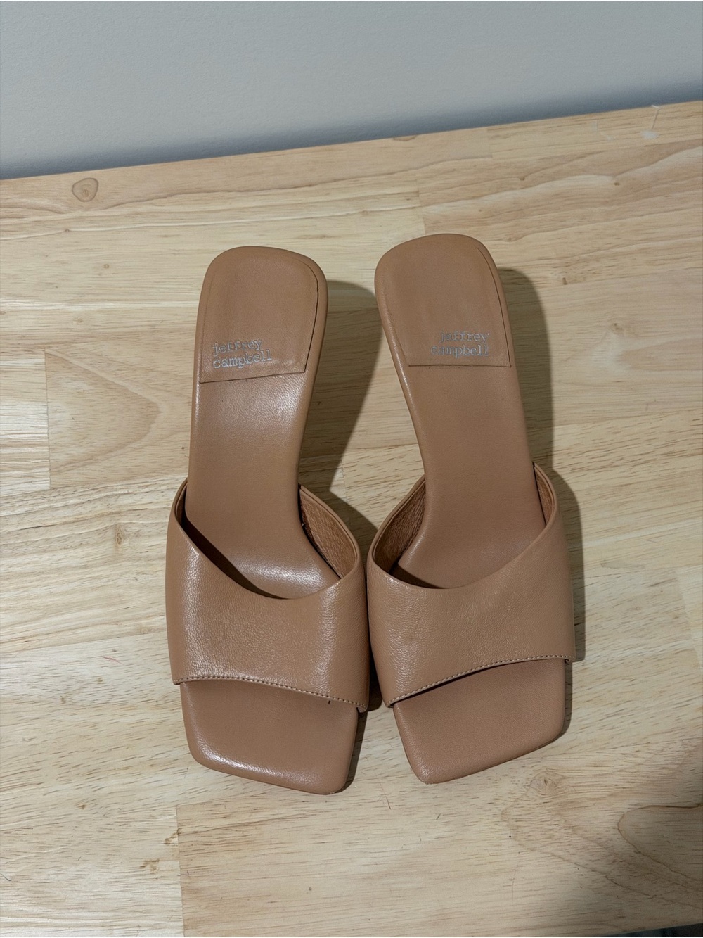 Jeffrey Campbell 2.5” Women's Tan Slide Heeled Sandals - Picture 2 of 3